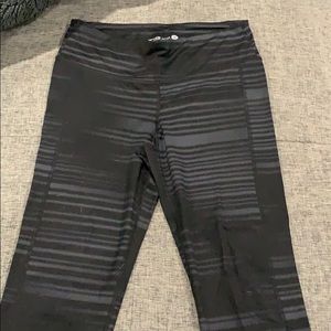 Black stripped workout tights